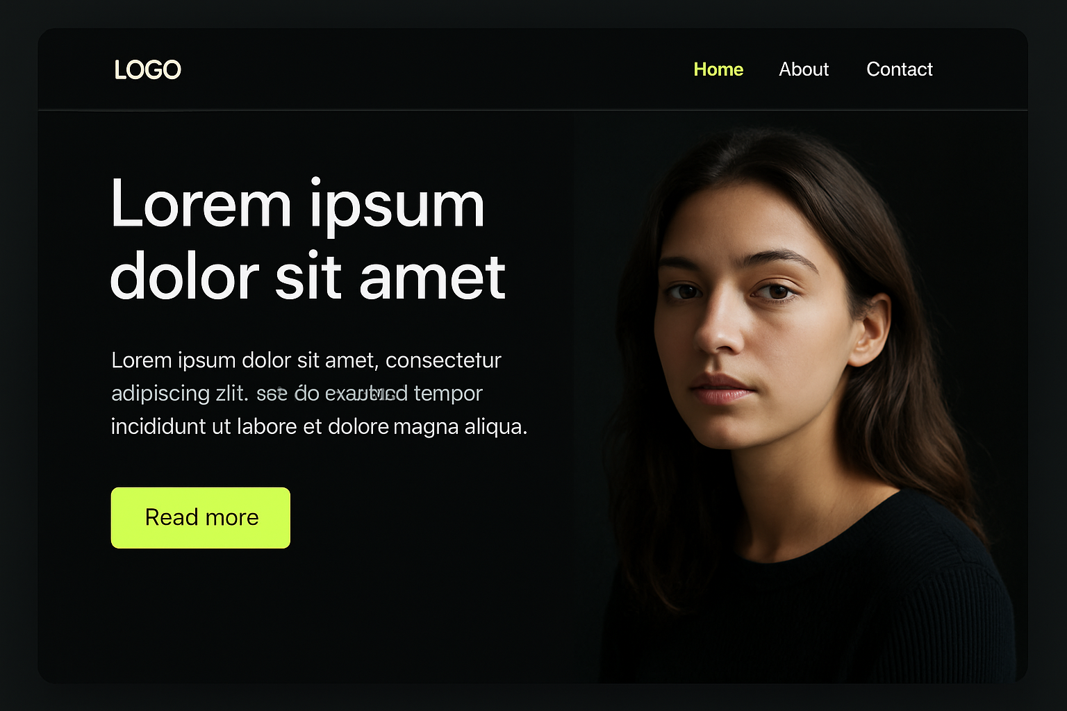 Dark mode website design showcasing optimal typography and color contrast